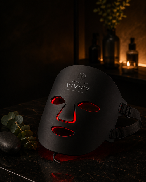 House of Vivify LED Light Therapy Mask glowing red